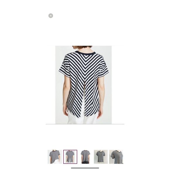 Rag & Bone Kat Split Back Tee in Navy and White Stripes Size S soft boxy modal - Picture 1 of 7